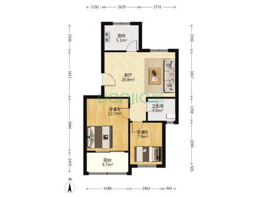 孟家滩 2室1厅1卫 72平方