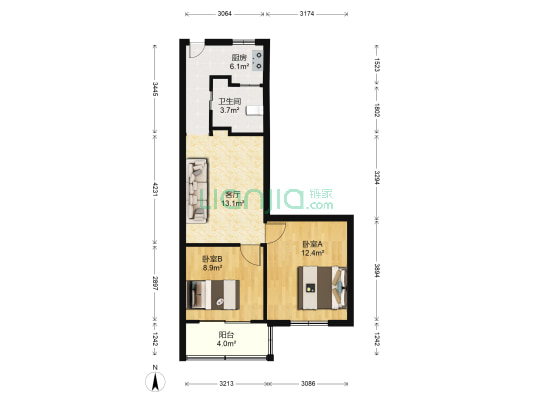 应天苑 2室1厅1卫 60平方