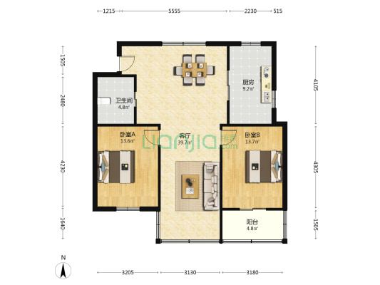 银华园 2室1厅1卫 95平方