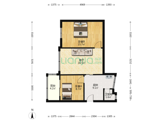 新华巷49号 2室1厅1卫 70平方