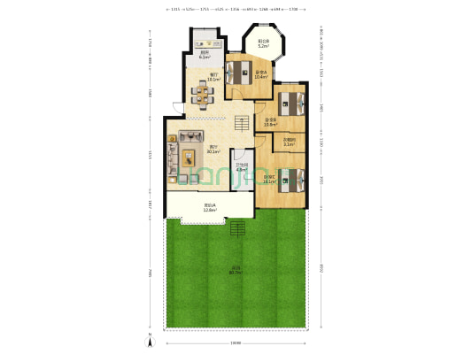 北星金桂园 3室2厅1卫 114平方