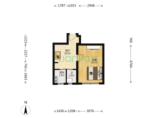 东堂子胡同49号院 1室1厅1卫 38平方