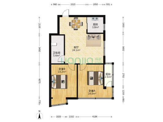 近江家园五园 2室1厅1卫 78平方