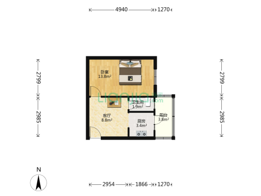 惠东里 1室1厅1卫 26平方