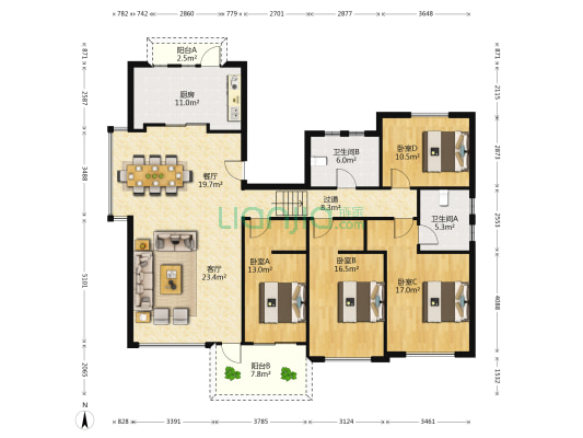 清风苑 4室2厅2卫 169平方