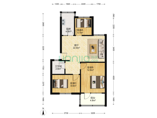 中原西路113号院 3室1厅1卫 76平方