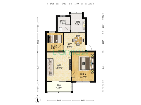 南苑新村 2室2厅1卫 63平方