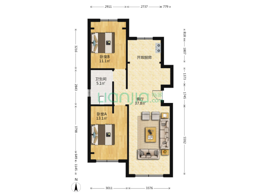 华润置地公元九里二期 2室1厅1卫 89平方