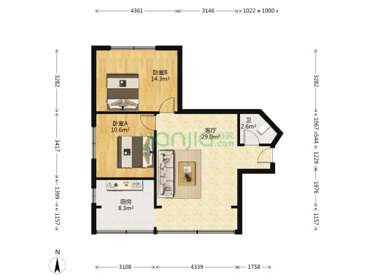 西城路 2室1厅1卫 80平方