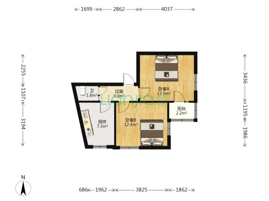 西一条街 2室0厅1卫 53平方