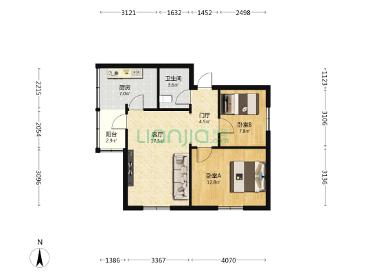 和平南路90号院 2室1厅1卫 75平方