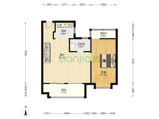 力高君逸府 1室1厅1卫 92平方