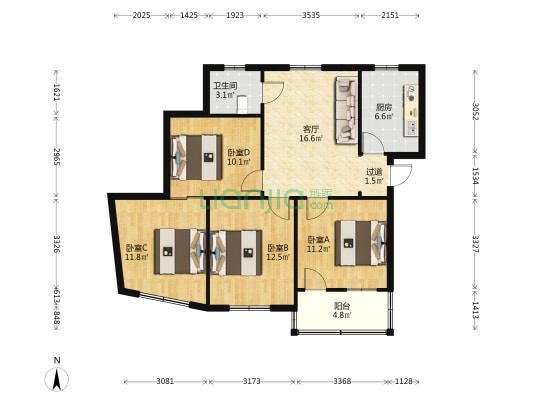 振兴小区 4室1厅1卫 81平方