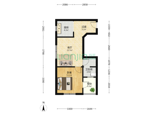 三鸿领域 1室1厅1卫 61平方