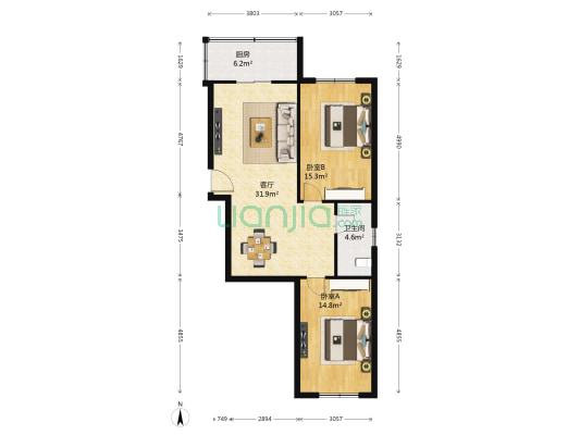 圣贤里 2室1厅1卫 88平方