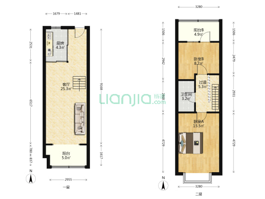 南北向的户型，采光好，户型好，视野好-户型图