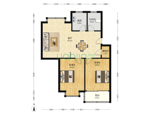 梅园路112号小区 2室1厅1卫 99平方