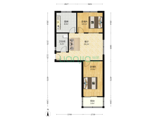 花园路24号院 2室1厅1卫 74平方