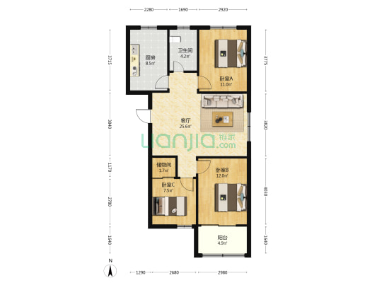 锦绣乾城 3室1厅1卫 106平方