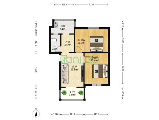 华渝五洲新村6小区 2室1厅1卫 58平方