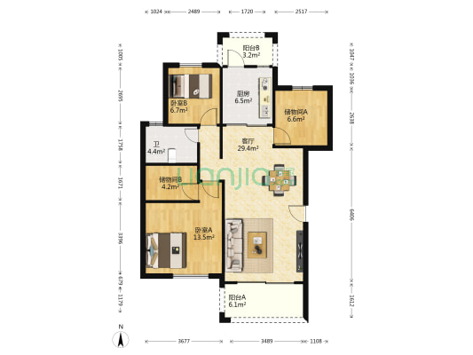 欣荣花园 2室1厅1卫 102平方