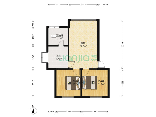南明区花溪大道中段12号 2室1厅1卫 74平方