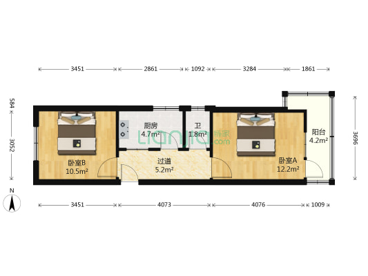 小纬六路75号 2室0厅1卫 46平方