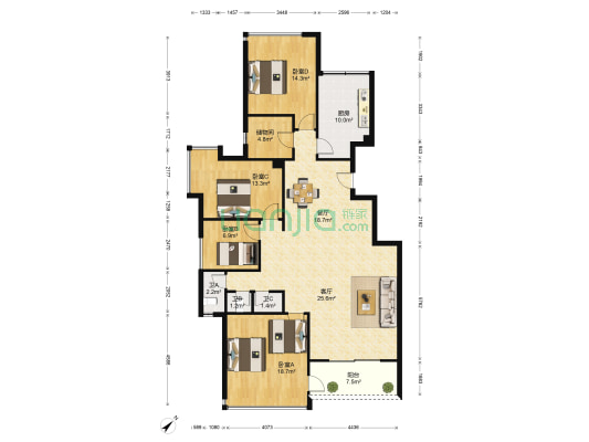 君耀香港园 4室2厅3卫 155平方
