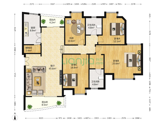 雍华府 4室1厅2卫 160平方