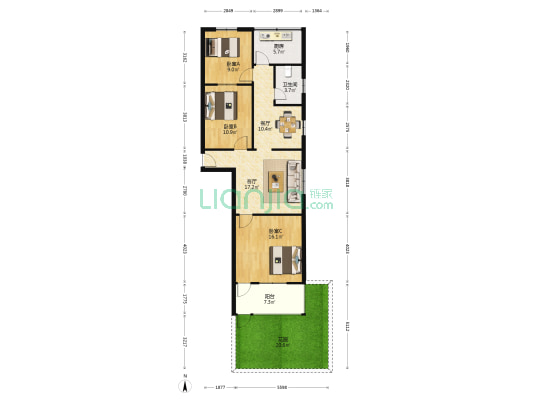 司法局宿舍 3室2厅1卫 89平方