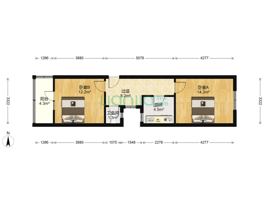 五云里 2室0厅1卫 61平方