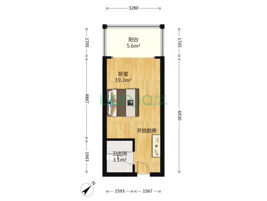 润达国际 1室0厅1卫 45平方