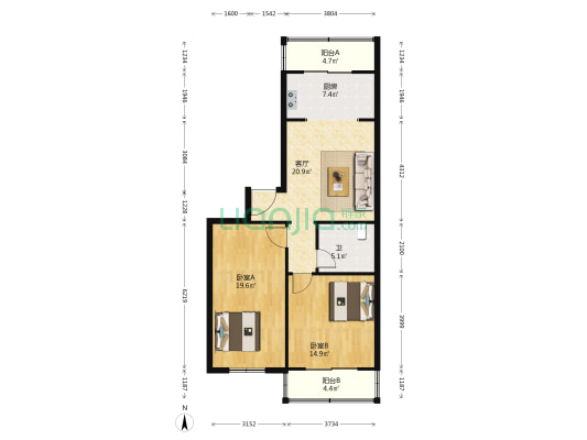 玉温社区 2室1厅1卫 92平方