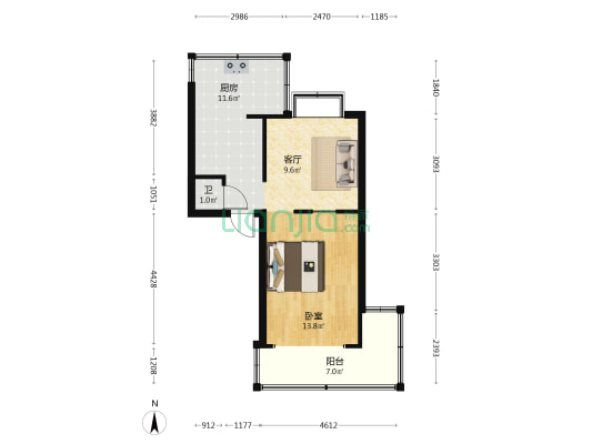 翠湖北路70号 1室1厅1卫 38平方