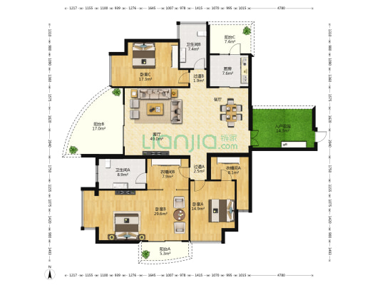 帝景海岸 3室1厅2卫 190平方