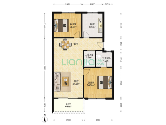 后湖水务局宿舍 2室1厅2卫 101平方
