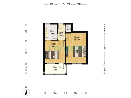 凤凰山路街 2室0厅1卫 45平方