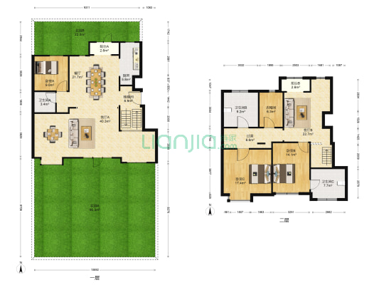 金地艺城华府北润华庭 3室3厅3卫 218平方