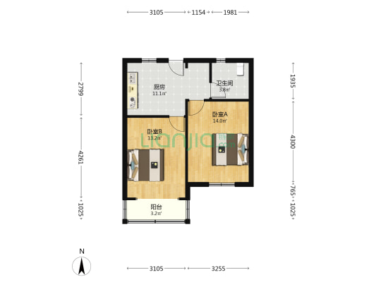 西三里桥路8弄 2室0厅1卫 57平方