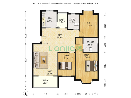 荣顺苑 3室2厅2卫 109平方