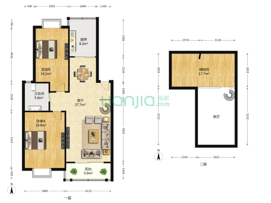 京东小区G区 2室1厅1卫 99平方