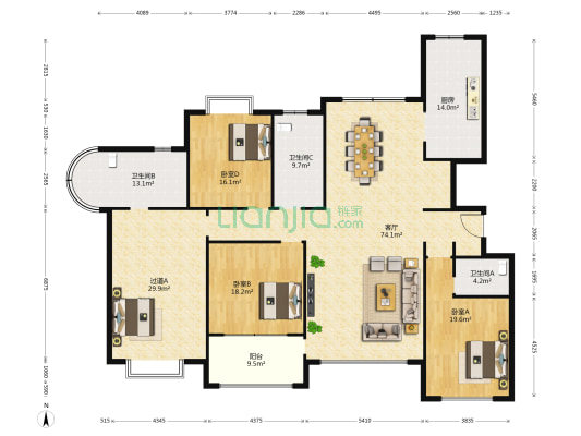 香醍水岸 3室1厅3卫 253平方