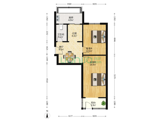 师范家属楼 2室1厅1卫 68平方