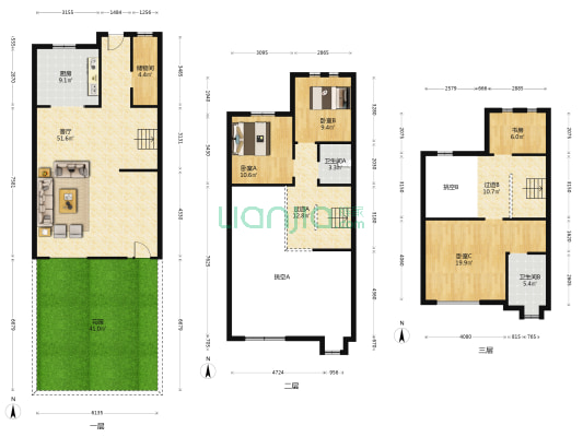 中海国际公园城品湖苑 4室1厅2卫 176平方