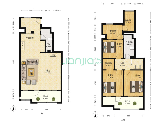 泊林印象 3室1厅2卫 135平方