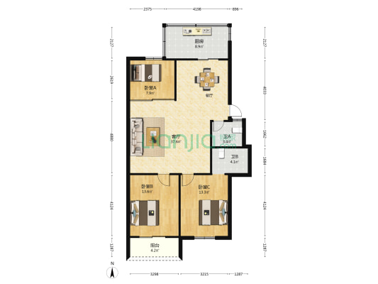 华裕小区 3室1厅2卫 101平方