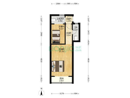人民坊 2室0厅2卫 41平方