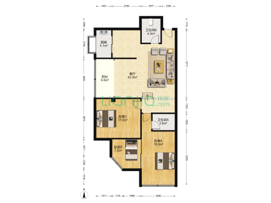 煜龙山庄 3室1厅2卫 130平方