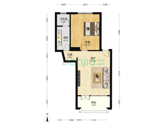 华业公寓(静安) 1室1厅1卫 67平方