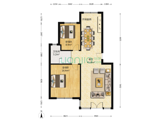 上东一号四期 2室1厅1卫 84平方